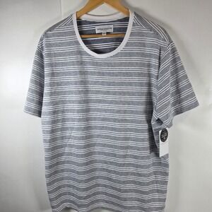 Thomas Sterling Mens XL Striped T-Shirt Navy White Knit All Day Comfort NWT